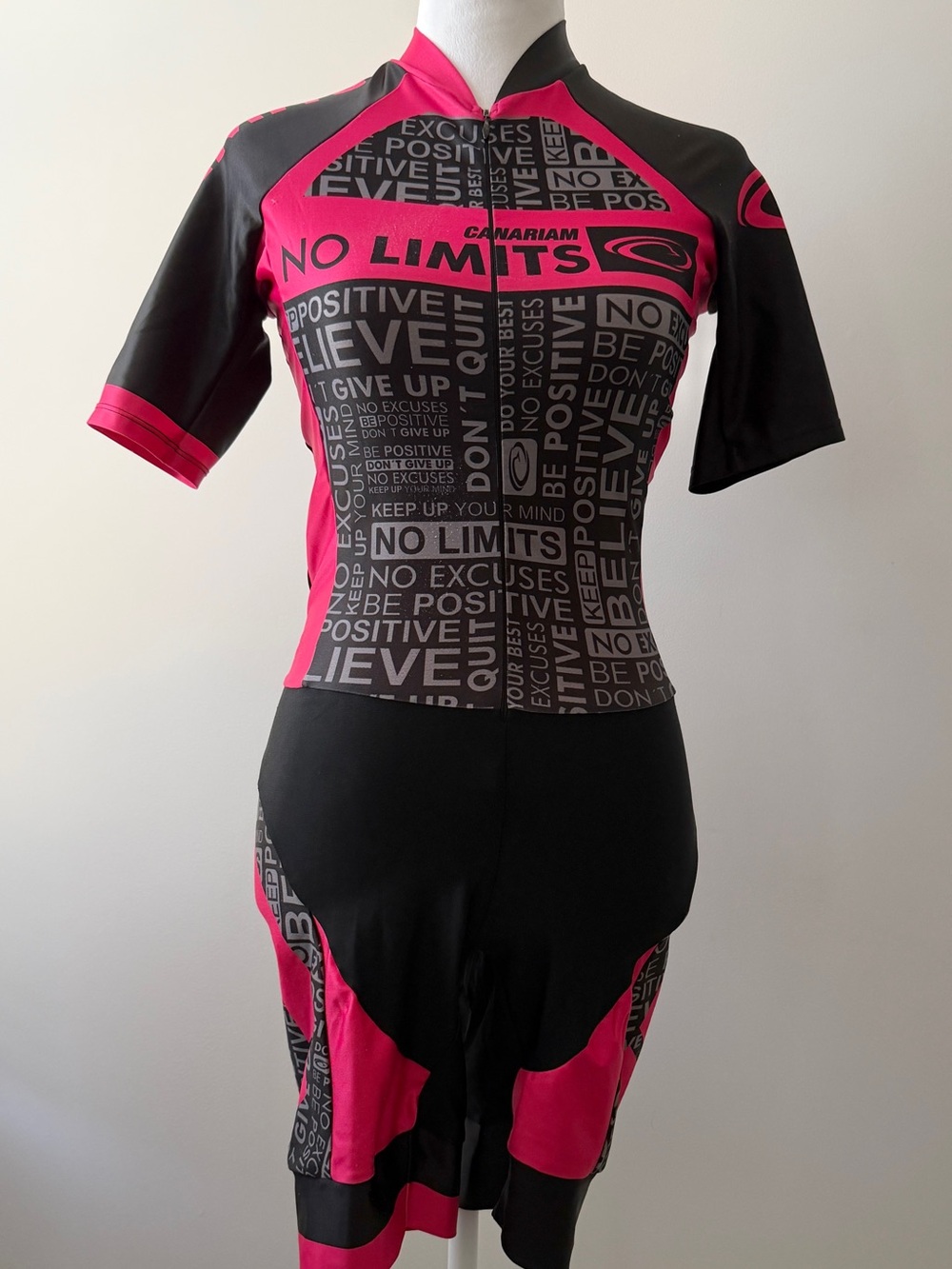Preloved Canariam Women’s No Limits Pink & Black Speed Skating Skinsuit - Picture 6 of 10